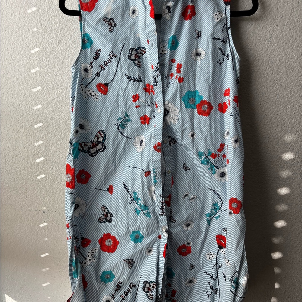 Zara Blue Striped Floral Dress